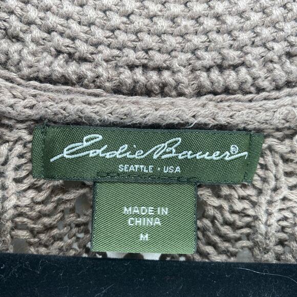 Eddie Bauer Neutral Beige Mushroom Goblin Boho Cottage Minimalist Cardigan sz M - Picture 7 of 8